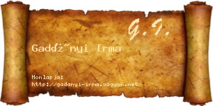 Gadányi Irma névjegykártya